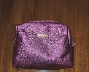 bareMinerals Metallic Cosmetic Case Makeup Bag Pink Shiny Zip Travel